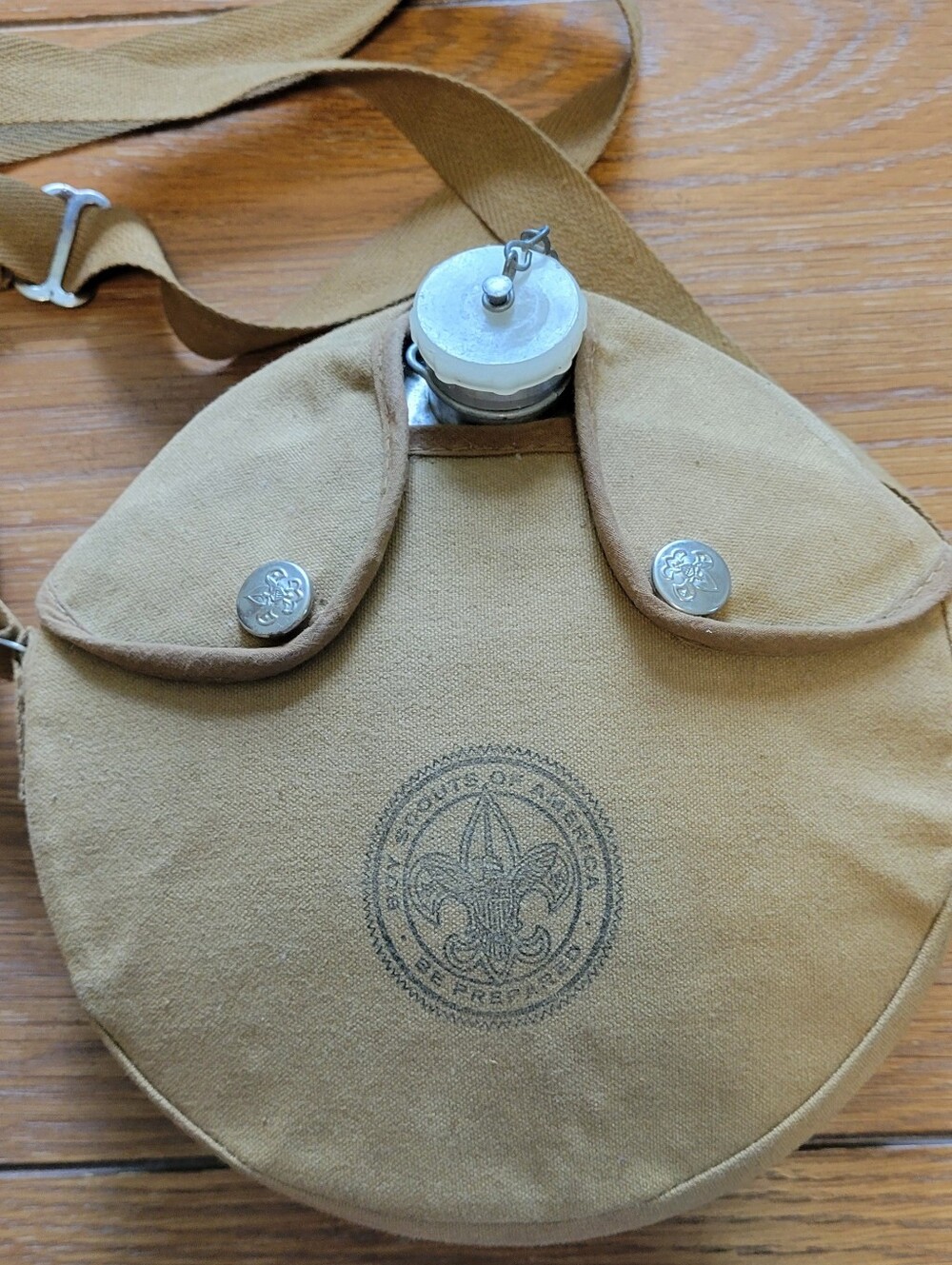 Boy Scouts of America Canteen with green canvas pouch, neckerchief and slide